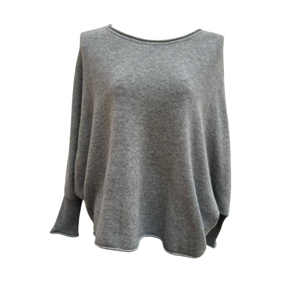Quince Gray Cashmere Blend Sweater Size L Oversized Boat Neck Long Sleeve Knit